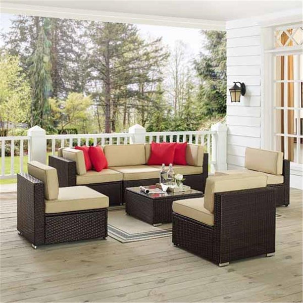 Crosley Sea Island Wicker Conversational Set - Brown; 7 Piece, 7PK KO70149-BR